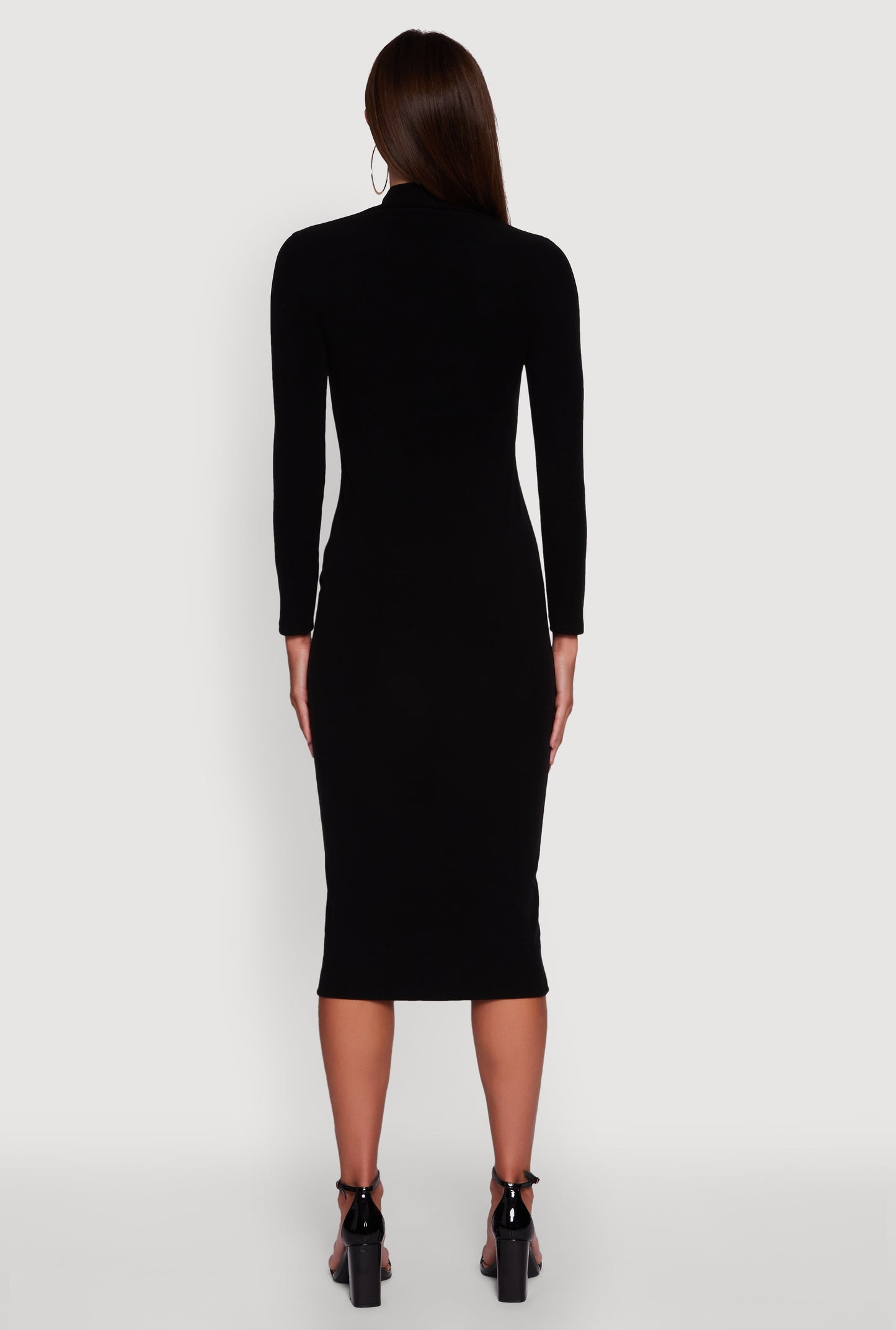 Long Sleeve Mock Neck Midi Dress