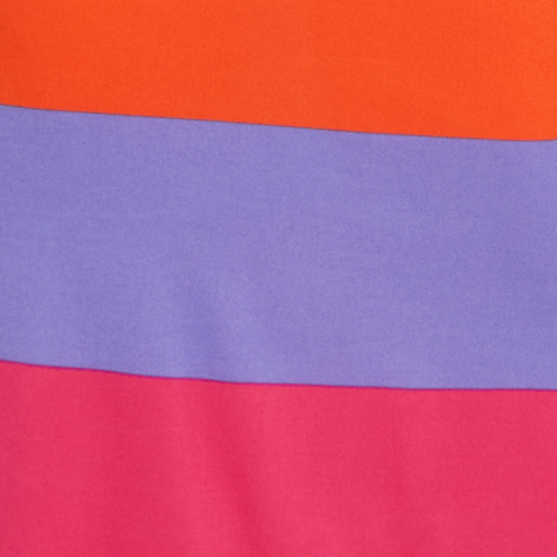 Color Blocked Striped Polo Collar Sleeveless Midi Dress