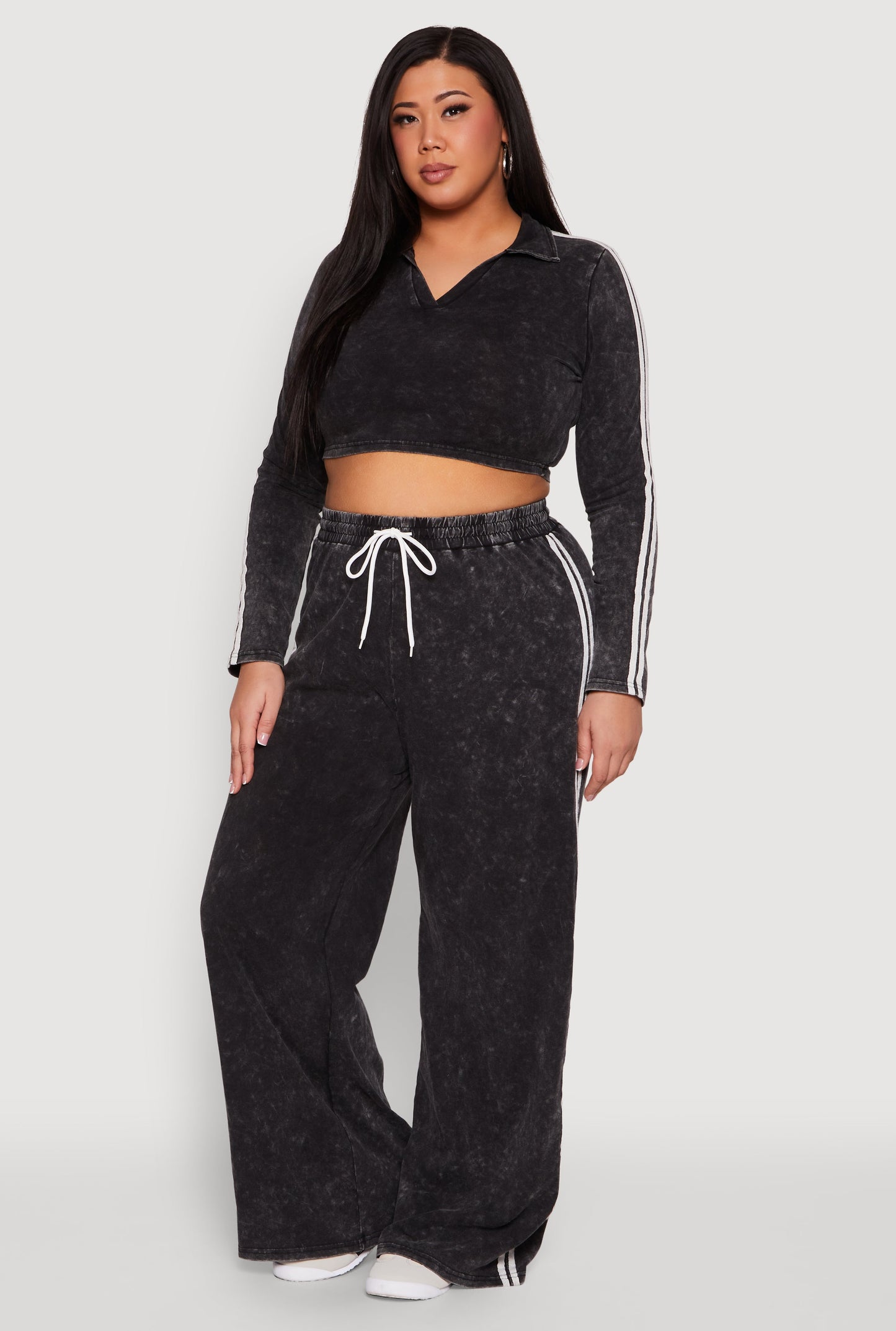 Plus Size Daisy Mineral Wash Varsity Stripe Sweatpants