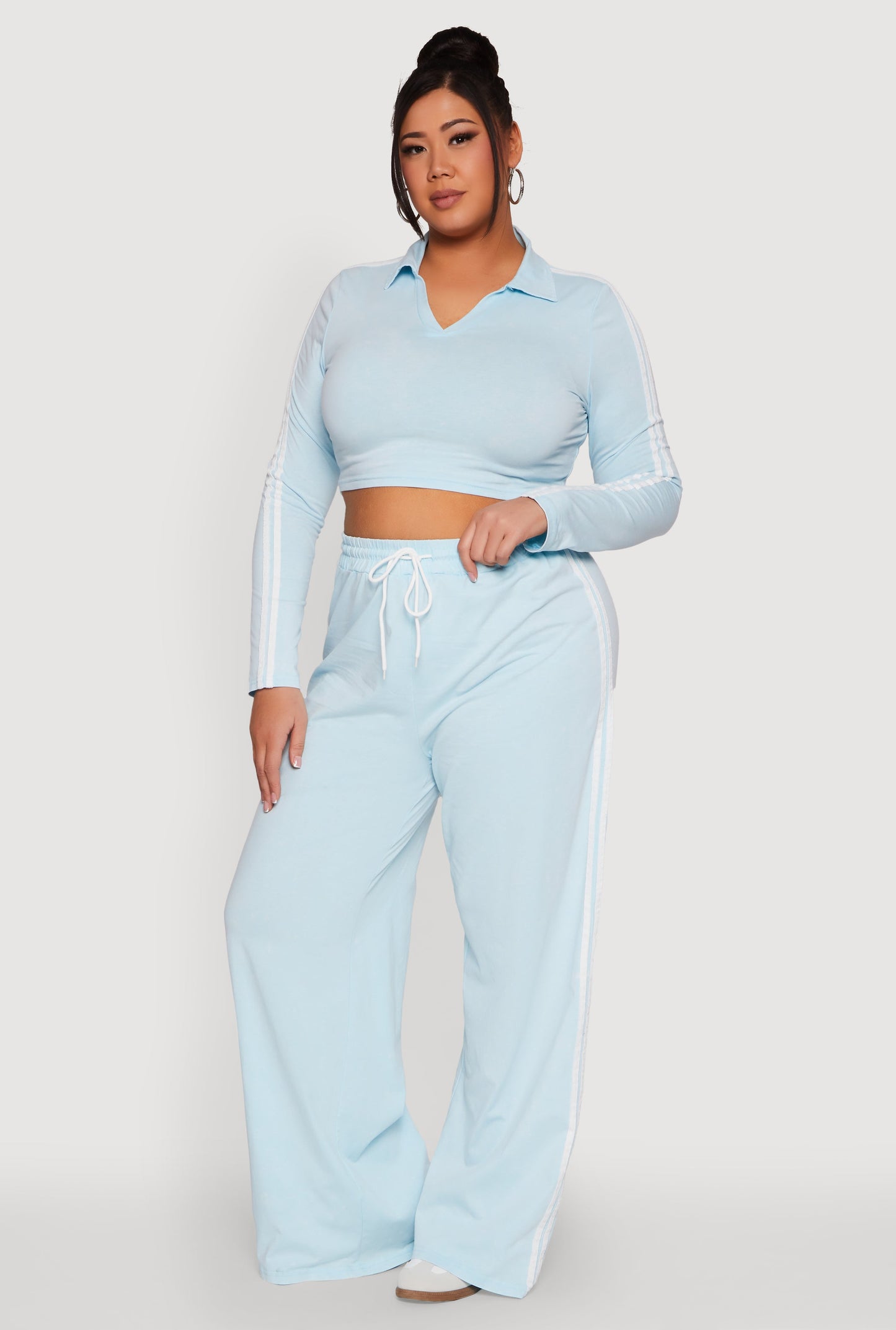 Plus Size Daisy Mineral Wash Varsity Stripe Sweatpants