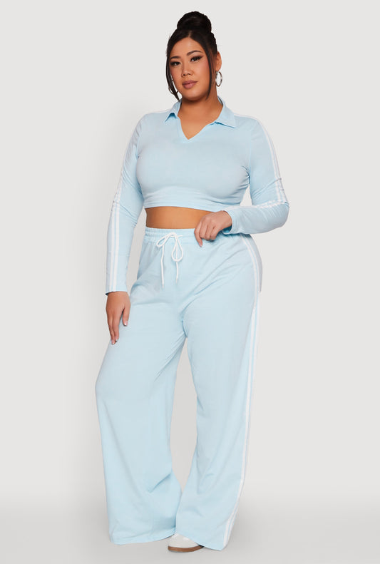 Plus Size Daisy Mineral Wash Varsity Stripe Sweatpants