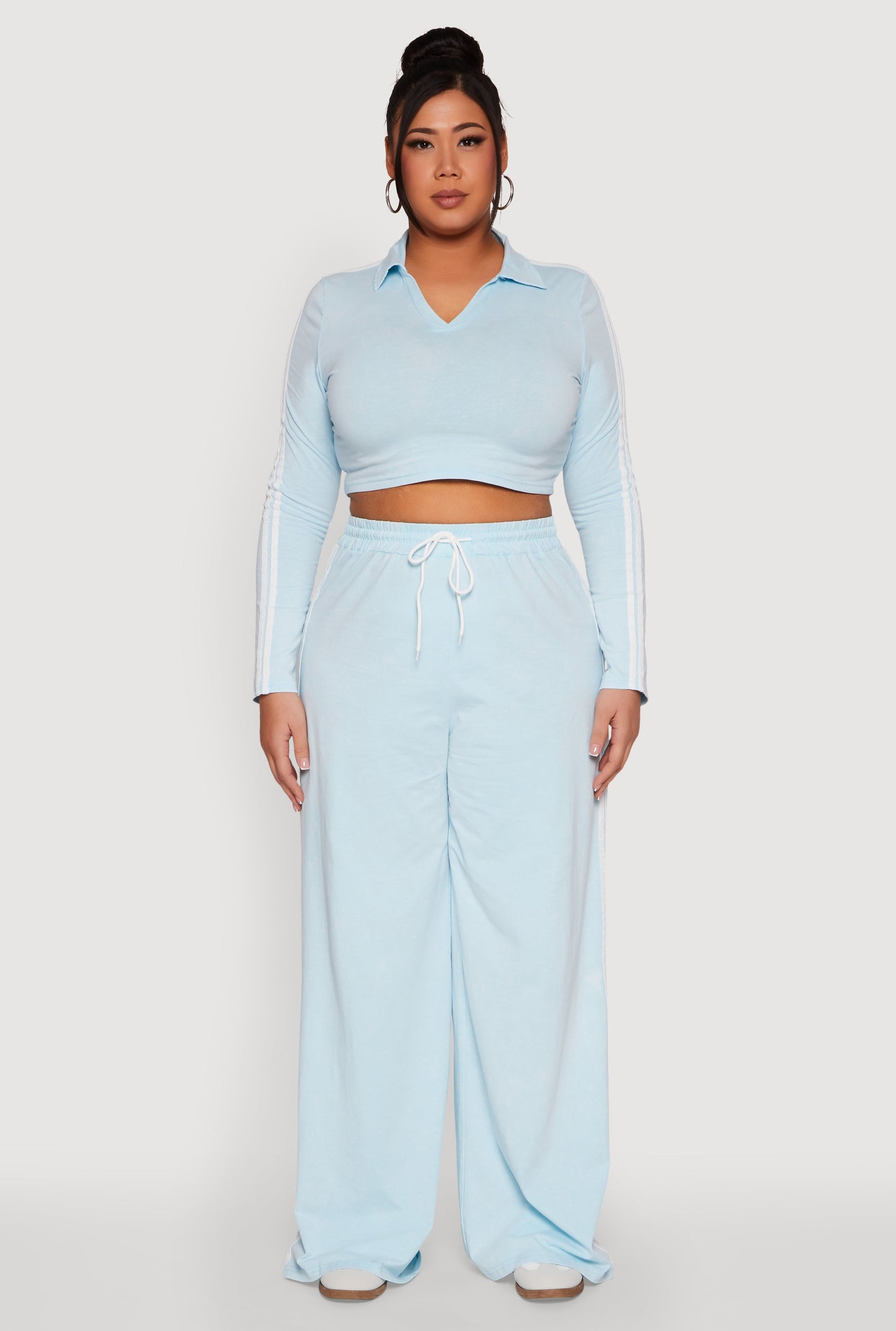 Plus Size Daisy Mineral Wash Varsity Stripe Sweatpants