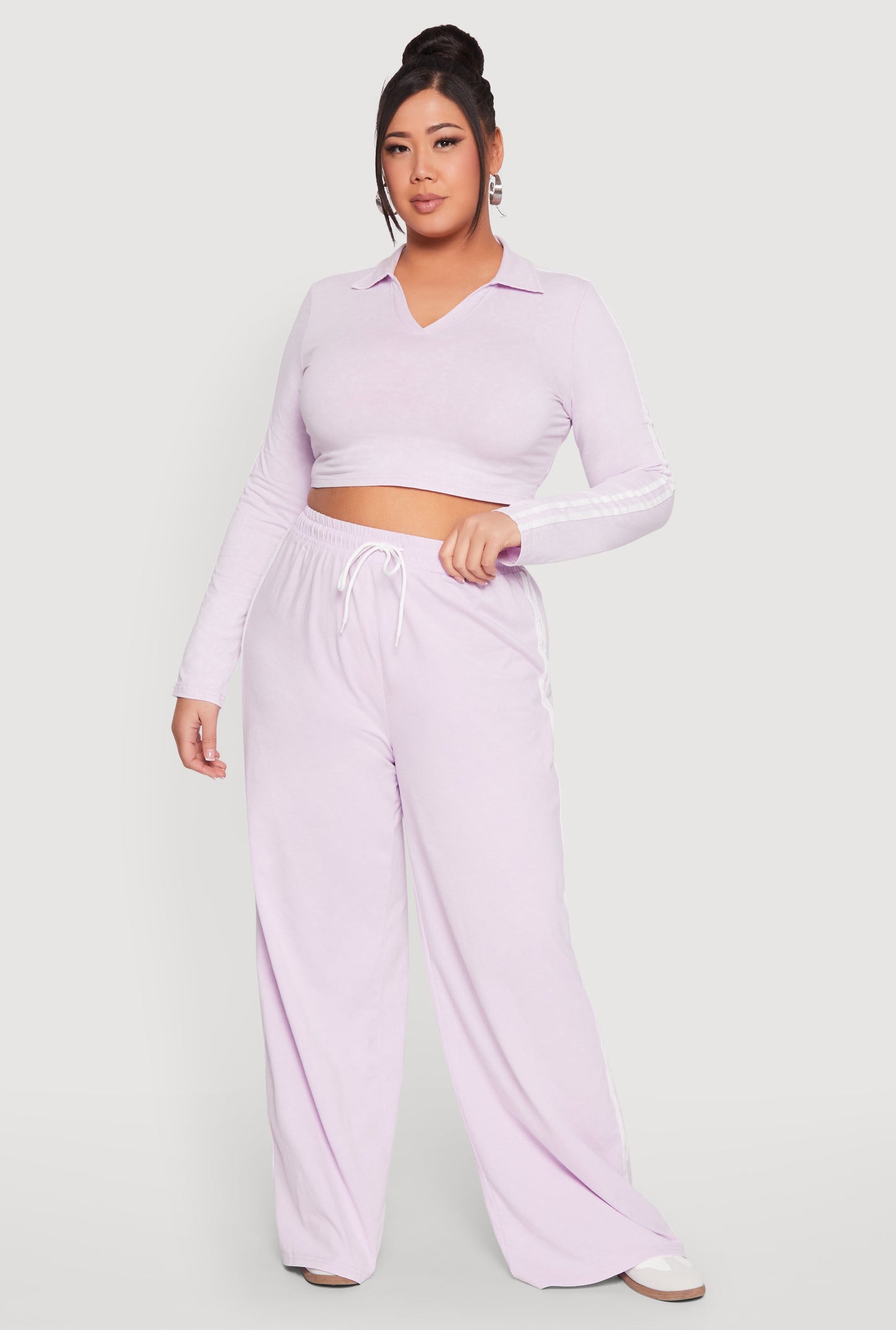 Plus Size Daisy Mineral Wash Varsity Stripe Sweatpants