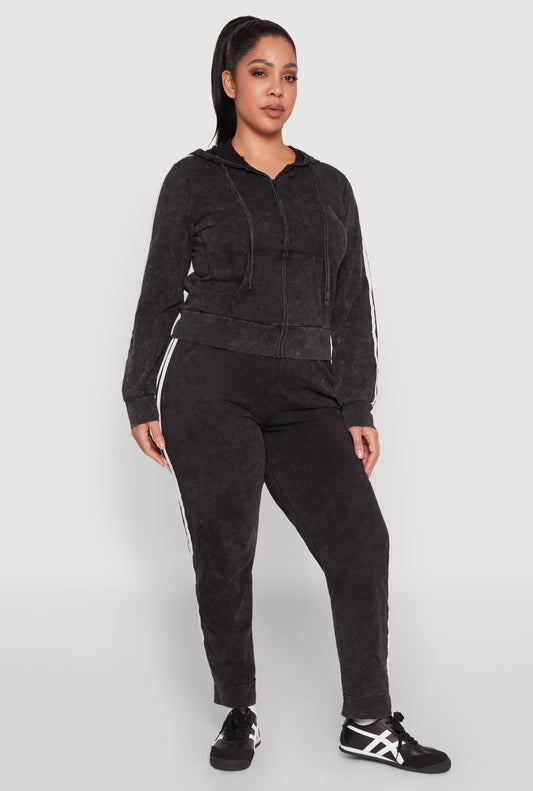 Plus Size Daisy Varsity Stripe Drawstring Joggers