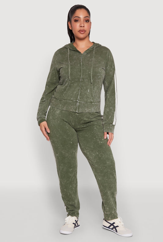 Plus Size Daisy Varsity Stripe Drawstring Joggers