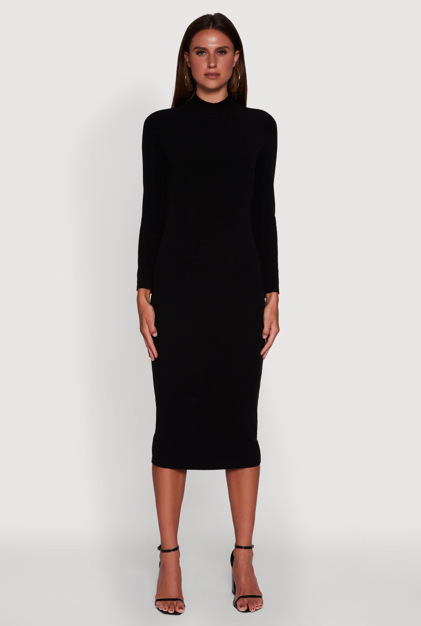 Long Sleeve Mock Neck Midi Dress
