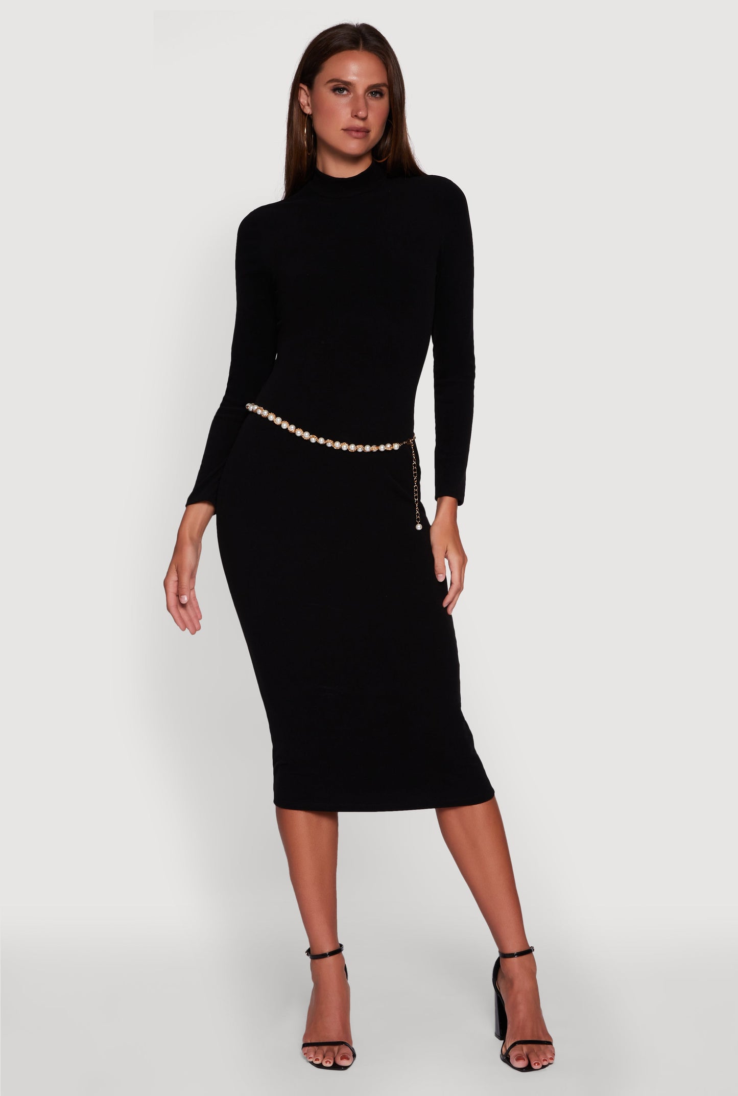 Long Sleeve Mock Neck Midi Dress