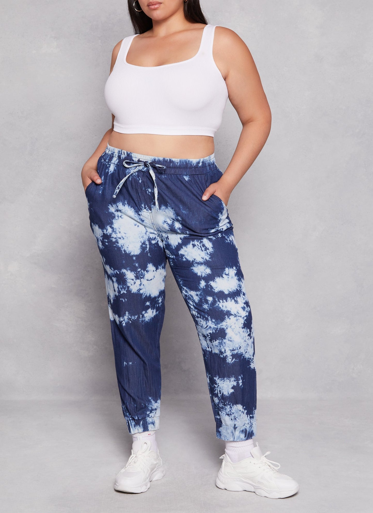 Plus Size Chambray Tie Dye Joggers