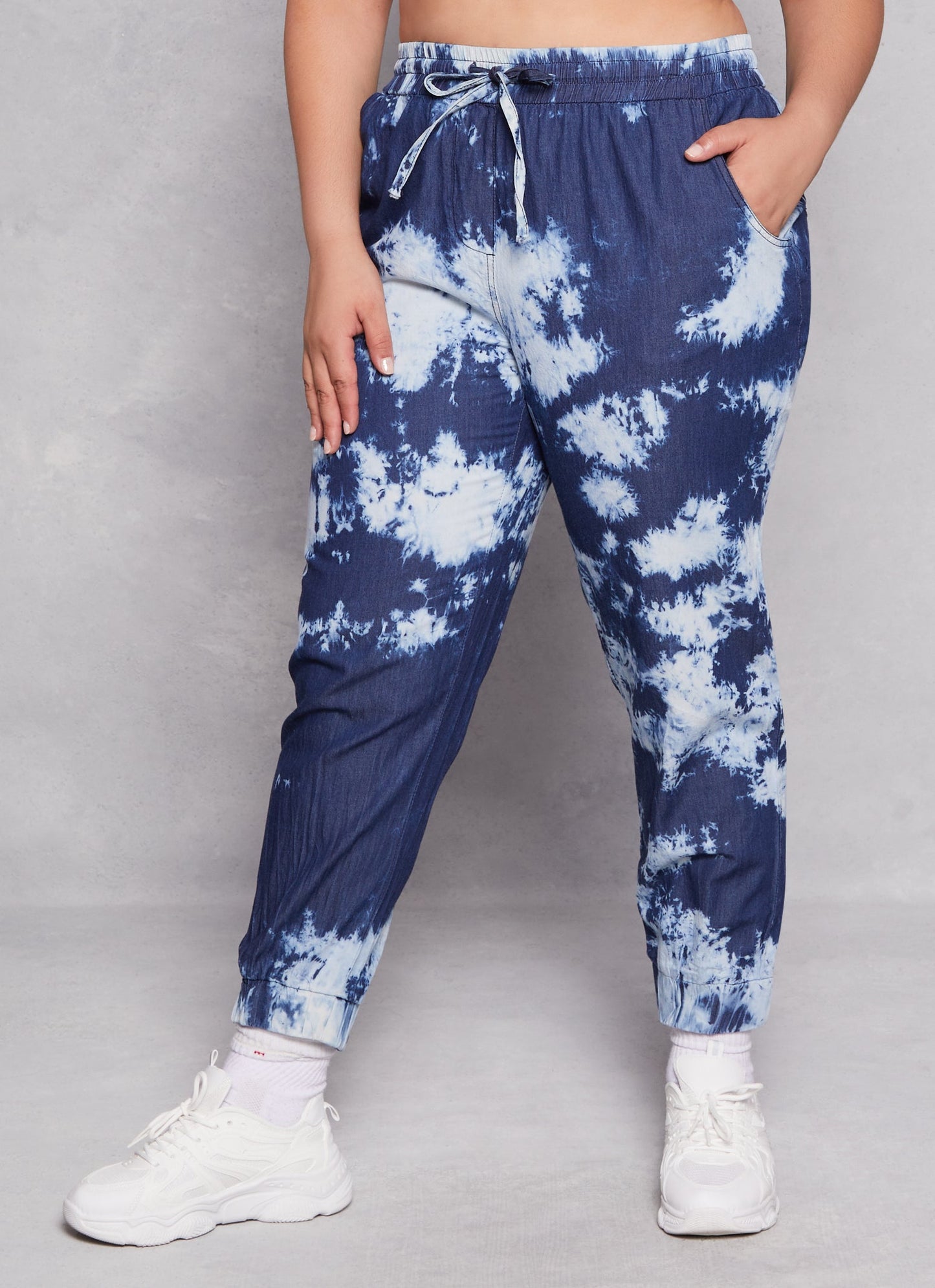 Plus Size Chambray Tie Dye Joggers
